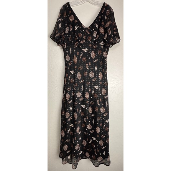 ann taylor loft Dresses & Skirts - Ann Taylor Loft Black Metallic Seashell Seahorse Clip Dot Midi Dress Sz 12 2510